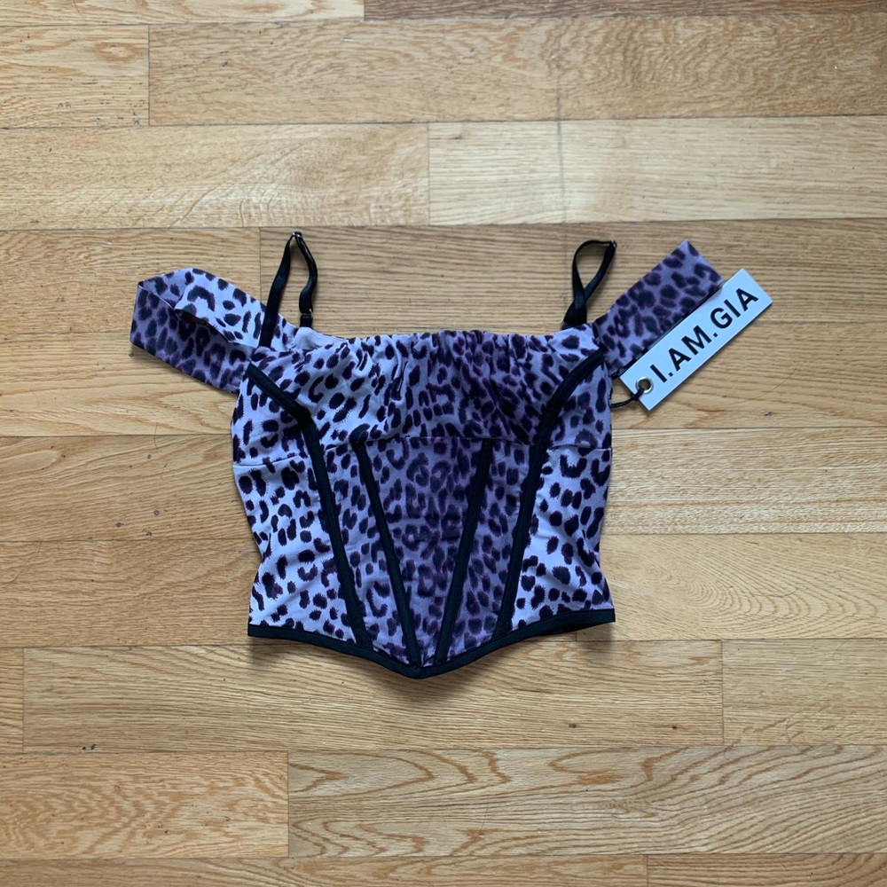I AM GIA BRIDGET TOP PURPLE LEOPARD PRINT COSET - Picture 4 of 4